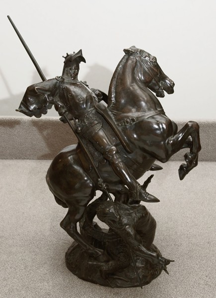 Saint George Slaying the Dragon, 1871, Emmanuel Frémiet, French, 1824-1910, France, Bronze, 49.9 ×