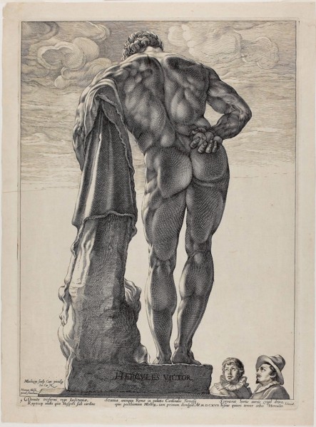 The Farnesian Hercules, plate one from Three Famous Antique Sculptures, c. 1592, Hendrick Goltzius