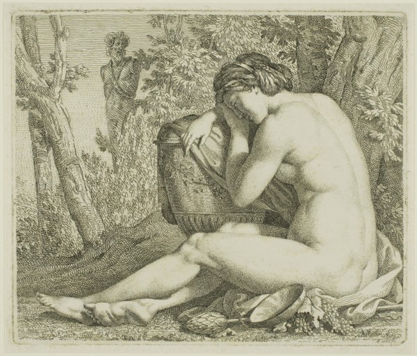 Resting Bacchante, c. 1790, Johann August Nahl, II, German, 1752-1825, Germany, Etching in black on