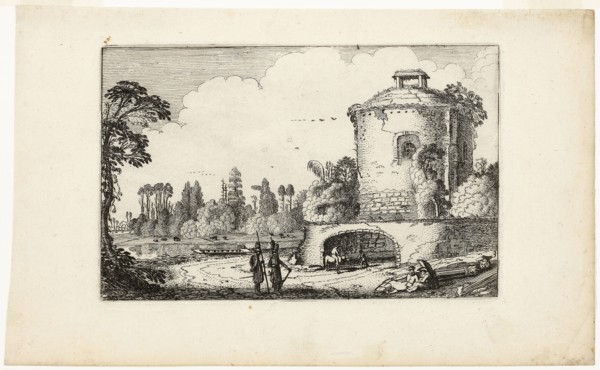 Landscape with a Round Tower, 1616, Jan van de Velde II, Dutch, c. 1593-1641, Holland, Etching on