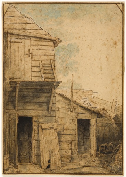 Farmyard, n.d., Attributed to Adriaen van Ostade, Dutch, 1610-1685, Holland, Pen and brown ink,