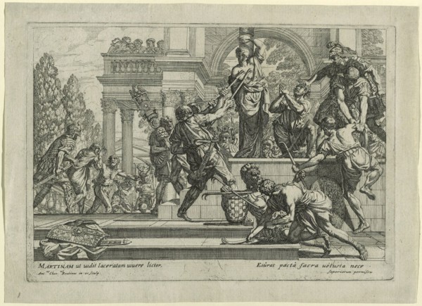 Martyrdom of Saint Martina, c. 1665, Antonio Gherardi, Italian, 1644-1702, Italy, Etching on cream