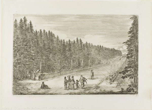 The Avenue of the Fountains, 1653/55, Stefano della Bella, Italian, 1610-1664, Italy, Etching on