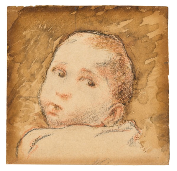Jean René Gauguin, 1881, Paul Gauguin, French, 1848-1903, France, Black fabricated chalk, red