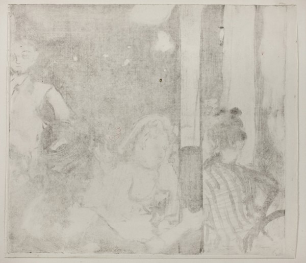 Women in Front of a Café, Evening, c. 1877, Edgar Degas, French, 1834-1917, France, Monotype