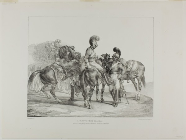 A Party of Life Guards, plate 5 from Various Subjects Drawn from Life on Stone, 1821, Jean Louis