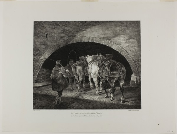 Entrance to the Adelphi Wharf, plate 11 from Various Subjects Drawn from Life on Stone, 1821, Jean