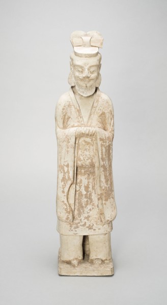 Standing Bearded Official, Tang dynasty (618–907) or later, China, Earthenware with traces of