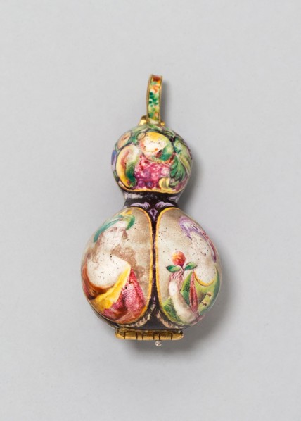 Pomander, c. 1650, French, Blois?, France, Gold and enamel, 3.7 × 1.9 cm (1 7/16 × 3/4 in.)