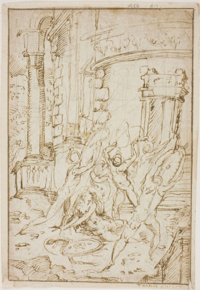 Study for the Rape of the Sabines, 1564/74, Circle of Jacopo Zanguidi, called Bertoia, Italian,