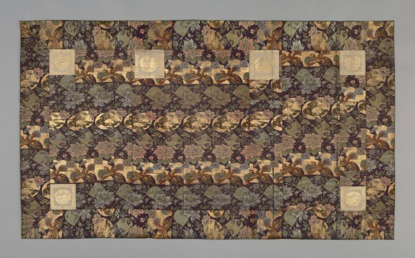 Kesa, late Edo period (1789–1868), mid–19th century, Japan, Silk and gold-leaf-over-lacquered-paper
