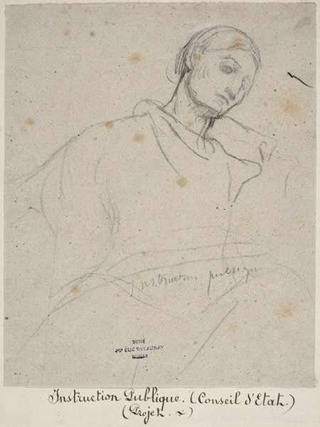 Study for Instruction Publique, c. 1873, Jules-Élie Delaunay, French, 1828-1891, France, Charcoal