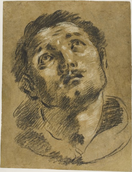 Head of Saint Stephen: Study for the Martyrdom of Saint Stephen, 1627/30, Jacopo Cavedone, Italian,