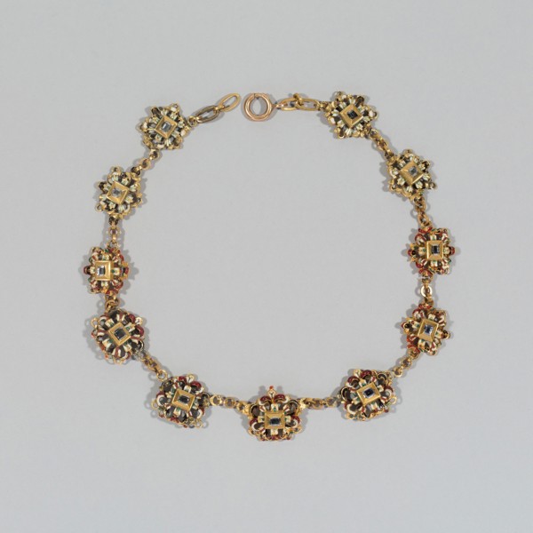 Eleven Links Fashioned as a Necklace, 1575/1625, South German, Germany, southern, Gold, enamel, and