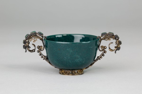 Bowl, Mounts: 17th century, European, Europe, Jasper, silver, and emeralds, Diam. 5.4 cm (2 1/8 in