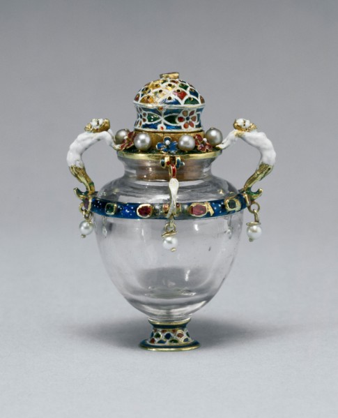 Casting Bottle, probably late 19th century, Northern European, Europe, Gold, rock crystal, enamels,