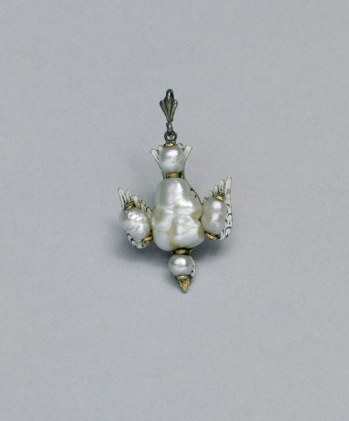 Pendant Shaped as a Dove, 17th century, French or Flemish, France, Baroque pearls, gold, and
