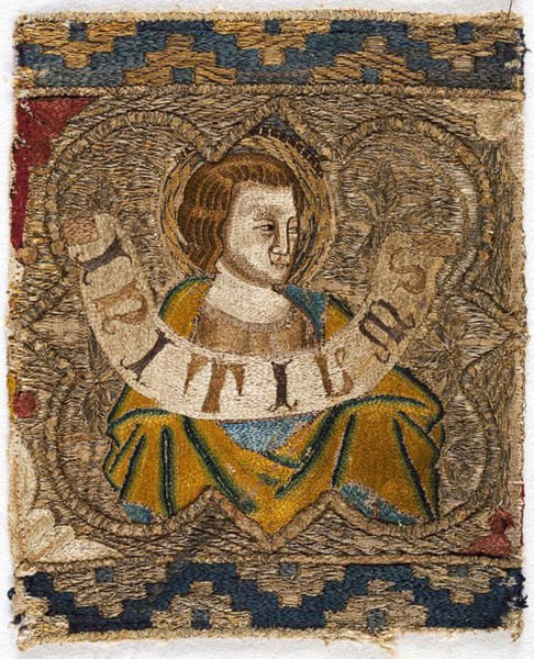 Fragment from an Orphrey, 1360s, Italy, Florence, Florence, Linen, plain weave, underlaid with