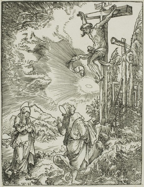 The Large Crucifixion, c. 1516, Wolfgang Huber, German, 1490-1553, Germany, Woodcut in black on