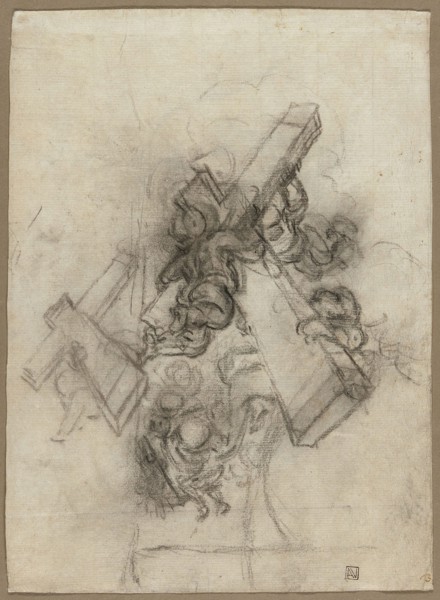 Putti Carrying the Cross (recto), Studies of a Hand (verso), 1672/75, Gian Lorenzo Bernini,