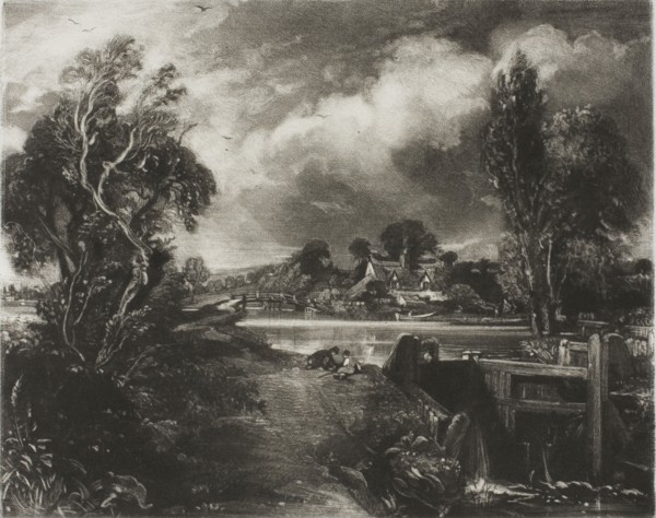 A Lock on the Stour, Suffolk, 1831, David Lucas (English, 1802-1881), after John Constable