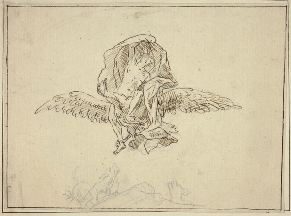 Rape of Ganymede, n.d., Unknown Artist, Dutch, 17th century, Netherlands, Pen and brown ink, over