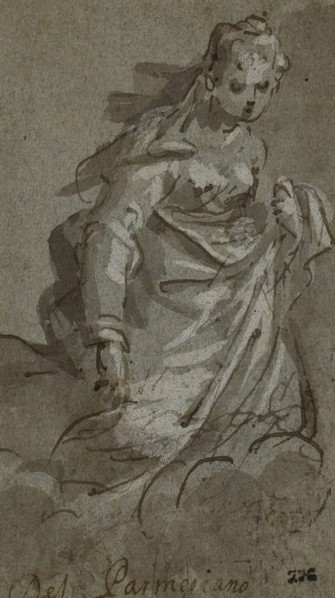 Kneeling Cloud-borne Female Figure (the Magdalene?) (recto), Figure Sketches (verso), n.d.,