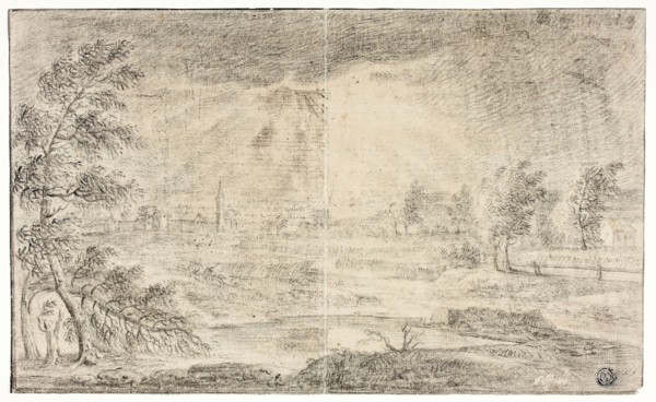 Landscape with Village, 1720, Unknown Artist, Netherlandish, 18th century, Netherlands, Black chalk