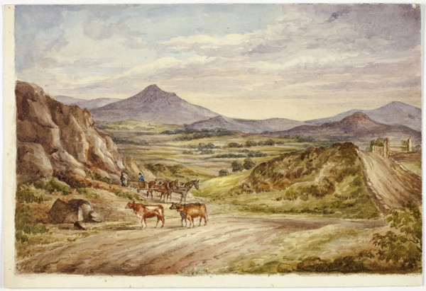 Wicklow Hills, 1843, Elizabeth Murray, English, c. 1815-1882, England, Watercolor over traces of