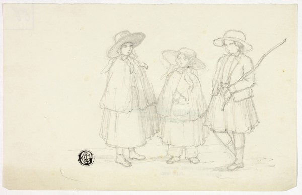 Three Little Girls, n.d., Elizabeth Murray, English, c. 1815-1882, England, Graphite on ivory laid