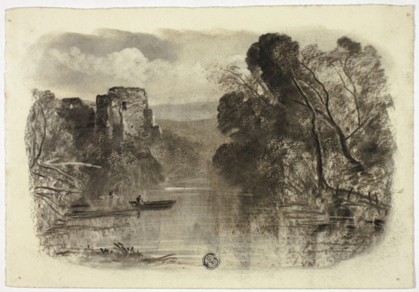 River with Castle Ruin and Boat I, c. 1855, Elizabeth Murray, English, c. 1815-1882, England,