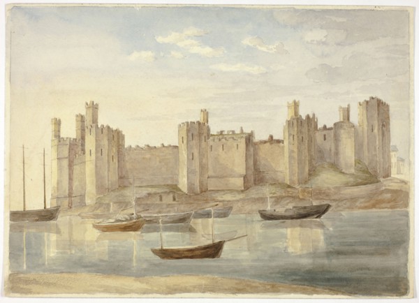 Caernarvon Castle, 1845, Elizabeth Murray, English, c. 1815-1882, England, Watercolor over graphite