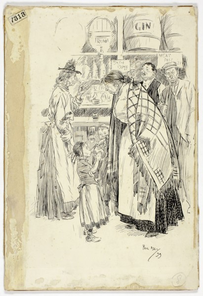 London East End: Sketch in an East End Gin Shop, 1899, Philipp William May, English, 1864-1903,