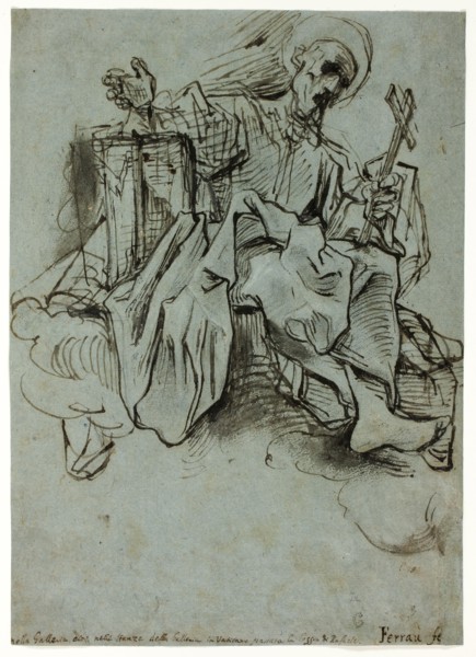 Saint with Book and Cross Seated on a Cloud, c. 1591, Ferraù Fenzoni, Italian, 1562-1645, Italy,