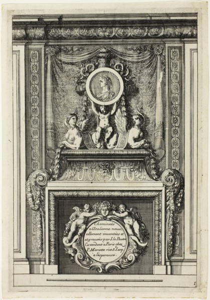 Chimneys in the Italian Manner, c. 1665, Jean Le Pautre, French, 1618-1682, France, Etching on