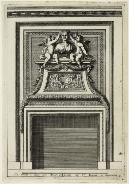Chimneys in the Italian Manner, n.d., Jean Le Pautre, French, 1618-1682, France, Etching on ivory