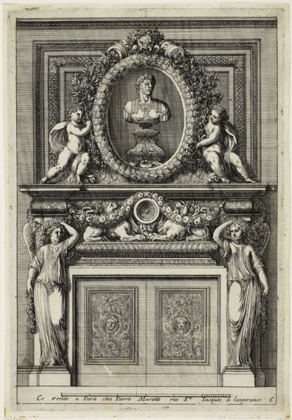 Chimneys in the Italian Manner, c. 1665, Jean Le Pautre, French, 1618-1682, France, Etching on