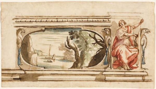 Study for a Painted Frieze, 1625/27, Flaminio Allegrini, Italian, c. 1587-c. 1663, Italy, Pen and
