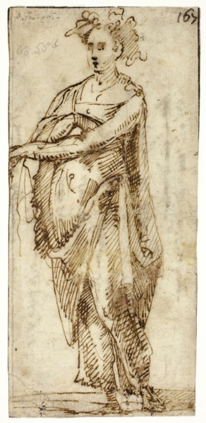Full-Length Figure of a Woman, n.d., Italian, Sienese, Early/mid-16th Century, Italy, Pen and iron