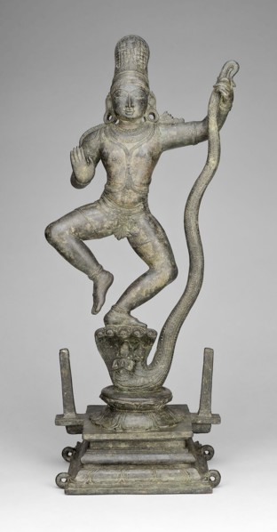 God Krishna Dancing on the Head of the Snake Demon Kaliya (Kaliyadamana), Vijayanagar period, 14th