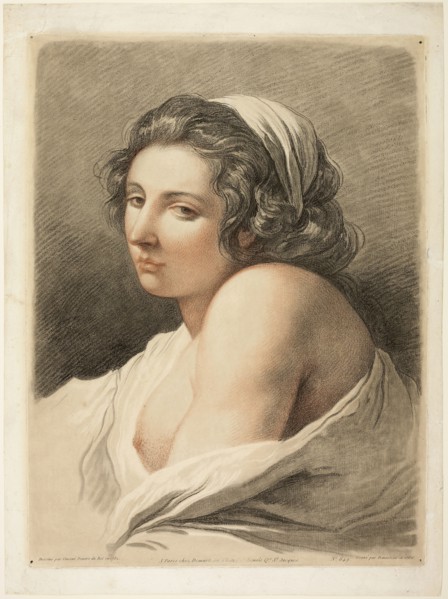 Large Female Head, c. 1786, Gilles Antoine Demarteau, the Younger (Flemish, c. 1750-1806), after