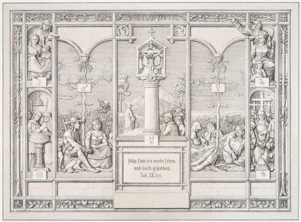 Coping-stone, 1823, Ferdinand Olivier, German, 1785-1841, Germany, Lithograph with tint-stone on