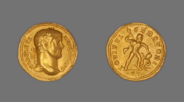 Aureus (Coin) Portraying Emperor Diocletian, 294/305, issued by Diocletian, Roman, minted in Trier,