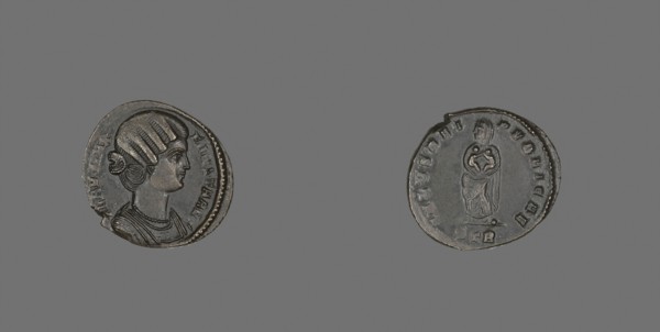 Coin Portraying Empress Fausta, AD 324/325, Roman, minted in Trier, Trier, Bronze, Diam. 2 cm, 2.76