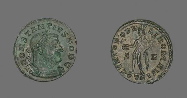 Coin Portraying Emperor Constantius I, AD 303/305, Roman, minted in Trier, Trier, Bronze, Diam. 2.8