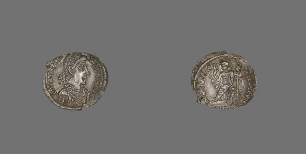 Coin Portraying Emperor Arcadius, AD 392/395, Roman, minted in Trier, Trier, Silver, Diam. 1.8 cm,