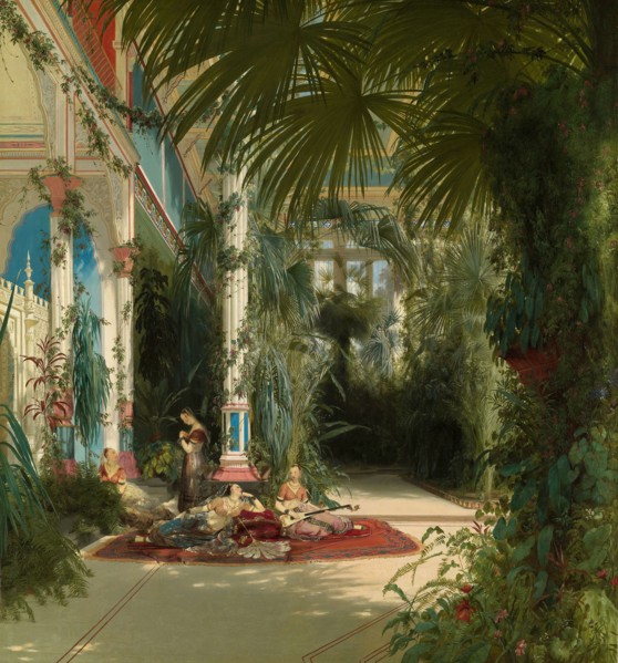 The Interior of the Palm House on the Pfaueninsel Near Potsdam, 1834, Carl Blechen, German,