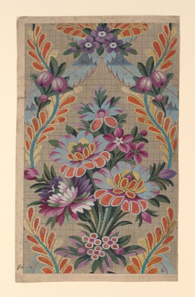 Mise-en-carte (Point-paper), 1760/90, France, Lyon, France, Ink and gouache on hand drawn graph