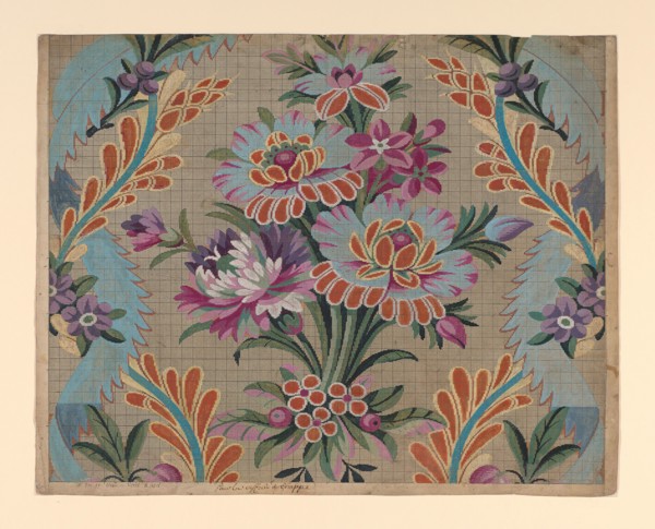 Mise-en-carte (Point-paper), 1760/90, France, Lyon, France, Ink and gouache on hand drawn graph