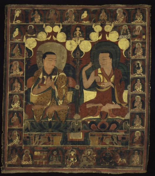 Painted Banner (Thangka) of Lineage Painting of Two Lamas in Debate, c. 1500, Tibet, Central Tibet,